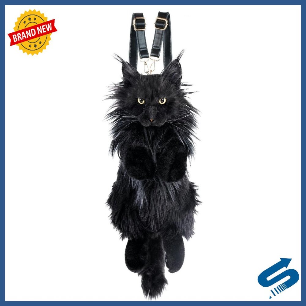 Handcrafted Plush Cat Backpack With Adjustable Straps, 18.89 Inches